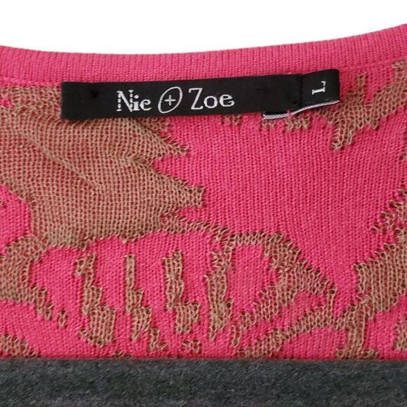 *Nic + Zoe Pink/Khaki Waterfall Cardigan Sz.L - Picture 3 of 6